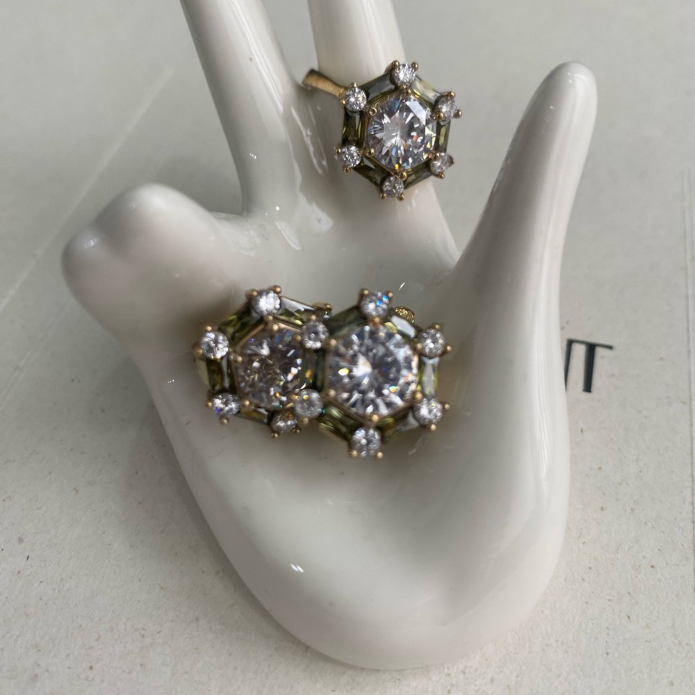 Earrings and Ring Clear Stone Set